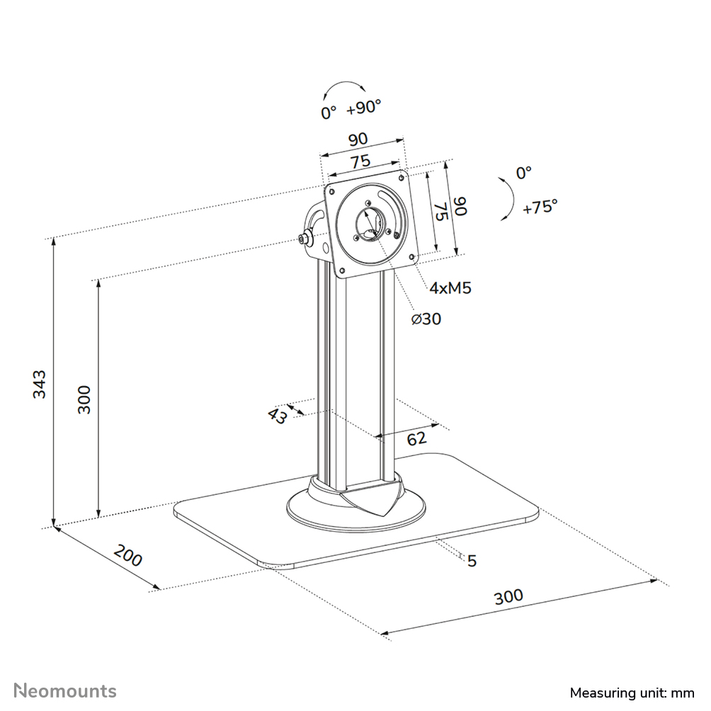 Neomounts DS15-631BL1 Support de bureau pour tablette - max 3 kg | 6,6 lbs - verrouillable